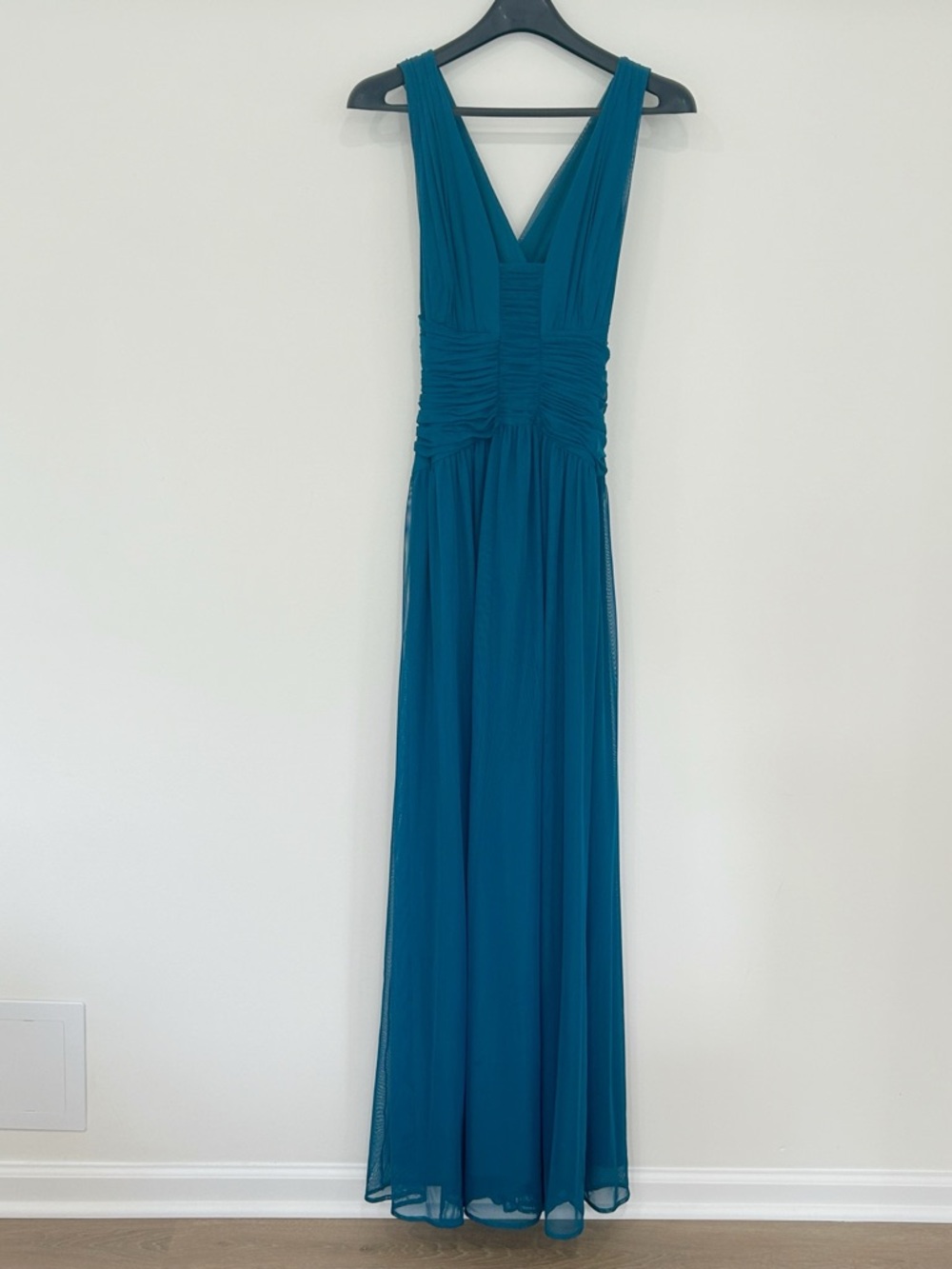 Calvin Klein Teal V-Neck Ruched Waist Maxi Dress Size 8